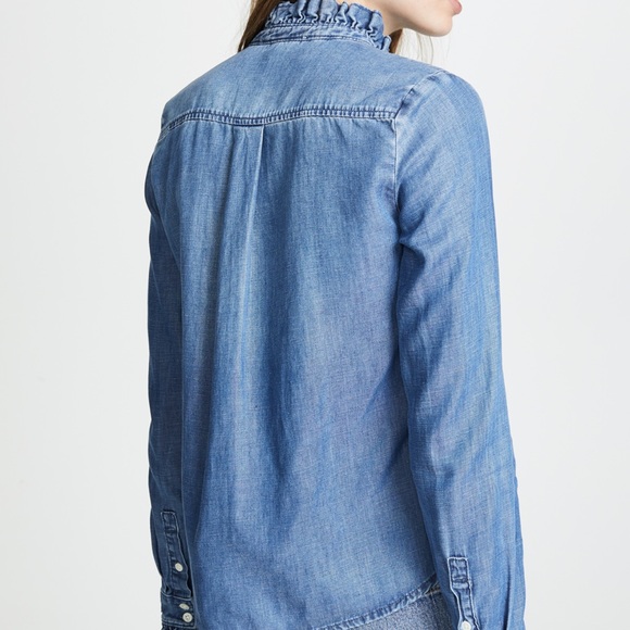 NWOT Frame “Springfield” ruffle denim shirt - Picture 12 of 12
